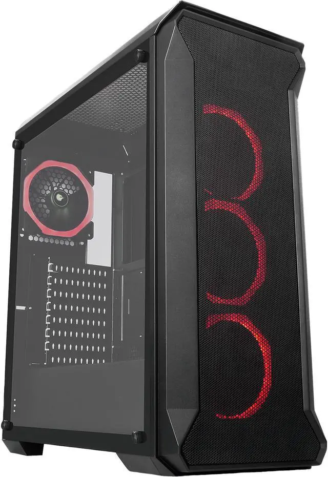 Main image of SAMA Tank-RGB Black Dual USB3.0 Steel/ Tempered Glass ATX Mid Tower Gaming Computer Case w/Tempered Glass Panel and 4x Addressable RGB LED Ring Fans Pre-Installed