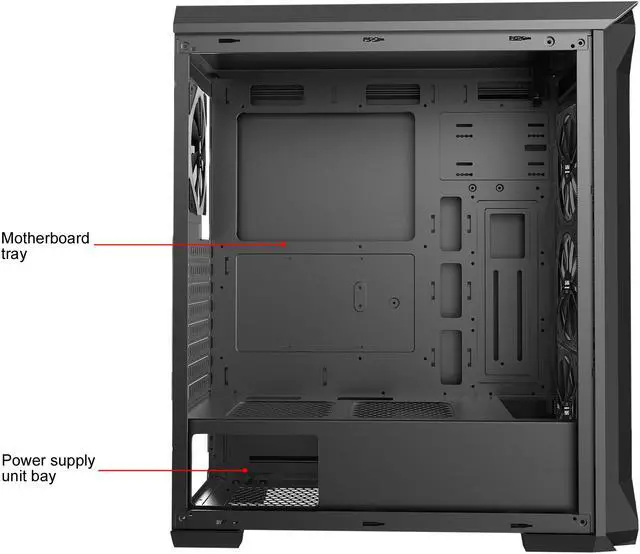 Alt view image 16 of 20 - SAMA Tank-RGB Black Dual USB3.0 Steel/ Tempered Glass ATX Mid Tower Gaming Computer Case w/Tempered Glass Panel and 4x Addressable RGB LED Ring Fans Pre-Installed