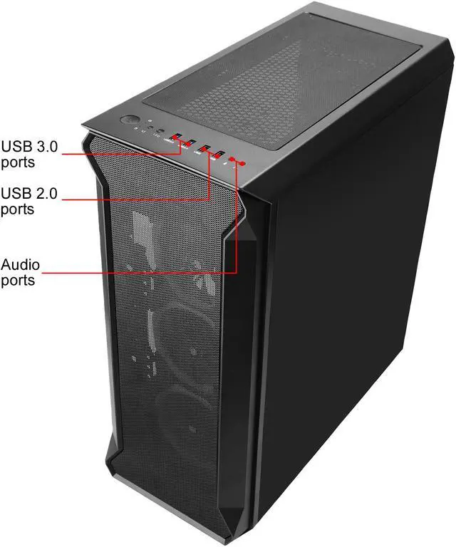 Alt view image 18 of 20 - SAMA Tank-RGB Black Dual USB3.0 Steel/ Tempered Glass ATX Mid Tower Gaming Computer Case w/Tempered Glass Panel and 4x Addressable RGB LED Ring Fans Pre-Installed