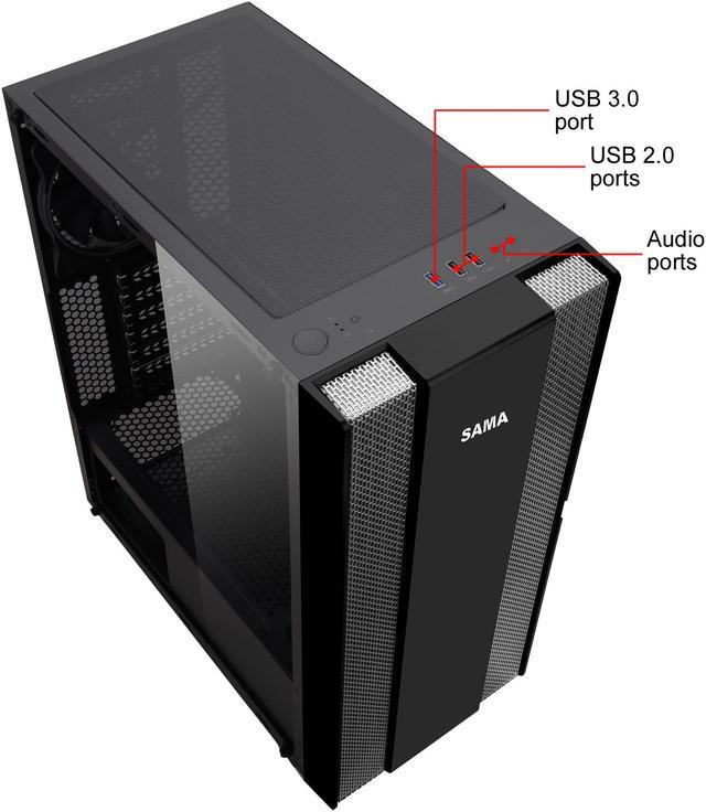 Alt view image 12 of 16 - SAMA Sama-Z3 Black Steel / Tempered Glass ATX Mid Tower Computer Case