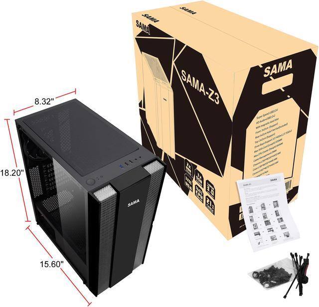 Alt view image 14 of 16 - SAMA Sama-Z3 Black Steel / Tempered Glass ATX Mid Tower Computer Case