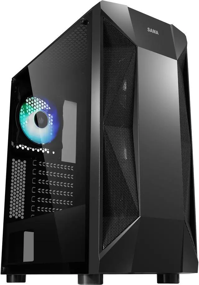 Main image of SAMA Sama-M1-ARGB Black Steel / Tempered Glass ATX Mid Tower Computer Case