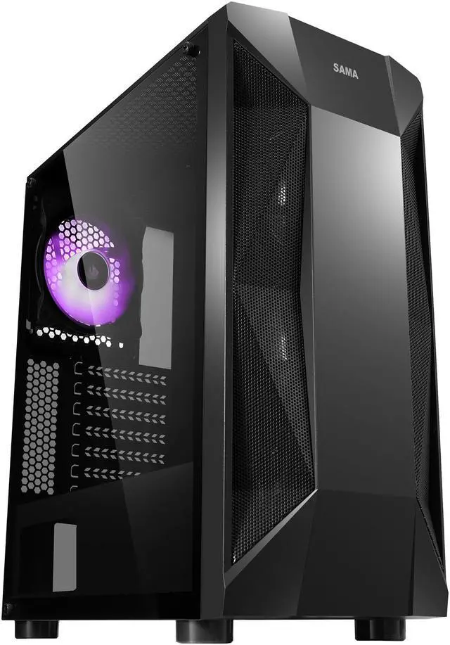 Alt view image 8 of 20 - SAMA Sama-M1-ARGB Black Steel / Tempered Glass ATX Mid Tower Computer Case