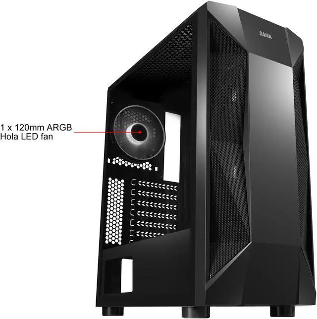 Alt view image 18 of 20 - SAMA Sama-M1-ARGB Black Steel / Tempered Glass ATX Mid Tower Computer Case