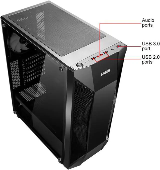 Alt view image 19 of 20 - SAMA Sama-M1-ARGB Black Steel / Tempered Glass ATX Mid Tower Computer Case