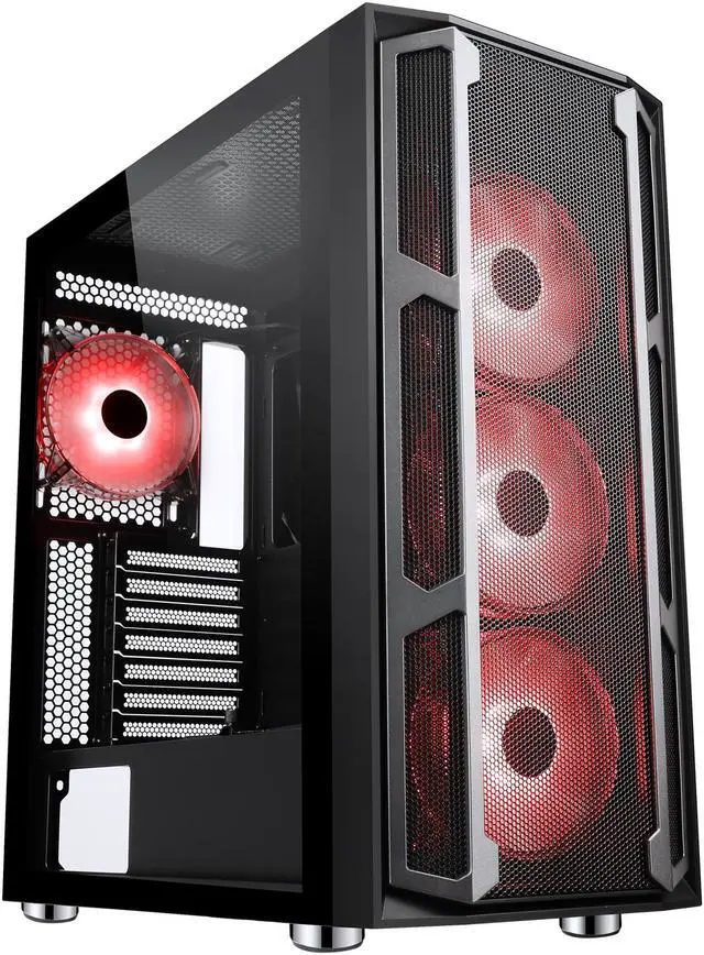Alt view image 3 of 20 - SAMA Space X1-ARGB Black Steel / Tempered Glass ATX Mid Tower Computer Case with 4 x 120mm ARGB LED Fans Pre-Installed