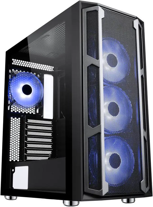 Alt view image 5 of 20 - SAMA Space X1-ARGB Black Steel / Tempered Glass ATX Mid Tower Computer Case with 4 x 120mm ARGB LED Fans Pre-Installed