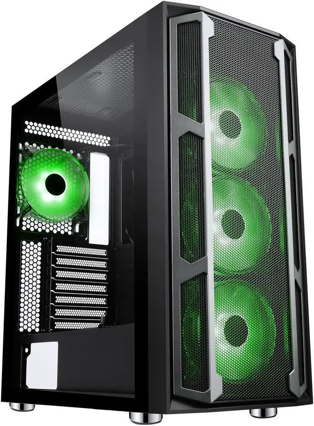 Alt view image 6 of 20 - SAMA Space X1-ARGB Black Steel / Tempered Glass ATX Mid Tower Computer Case with 4 x 120mm ARGB LED Fans Pre-Installed