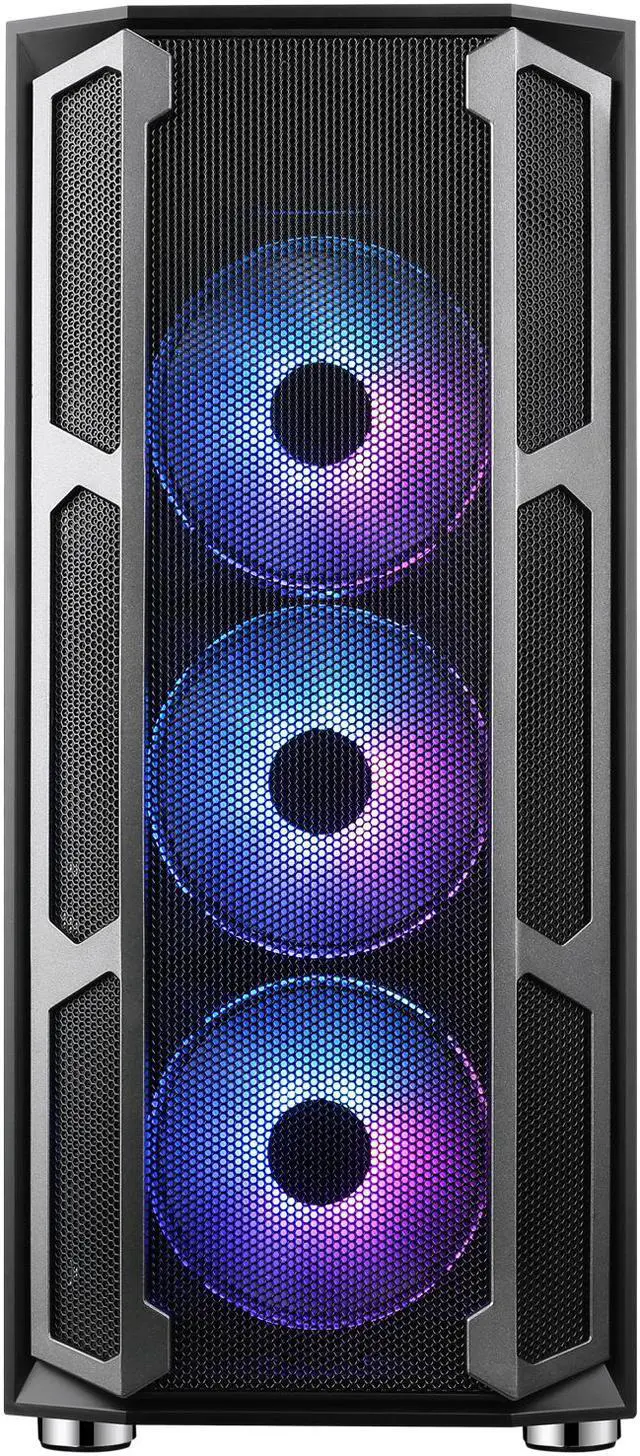 Alt view image 9 of 20 - SAMA Space X1-ARGB Black Steel / Tempered Glass ATX Mid Tower Computer Case with 4 x 120mm ARGB LED Fans Pre-Installed