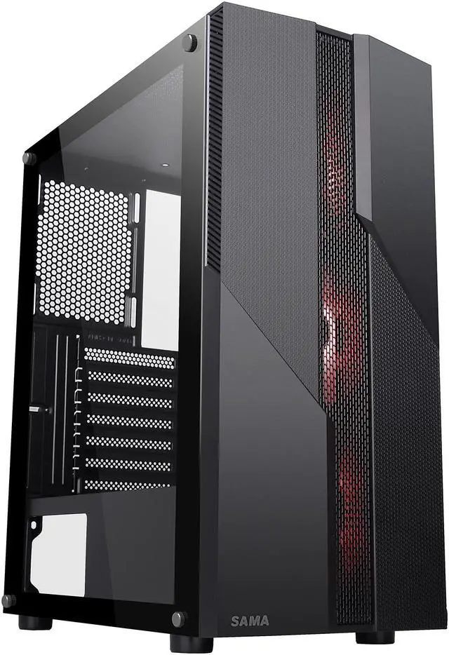 Alt view image 2 of 20 - SAMA SAMA-M2-ARGB Black Steel / Tempered Glass ATX Mid Tower Computer Case w/ 3 x 120mm ARGB Fans (Pre-Installed)