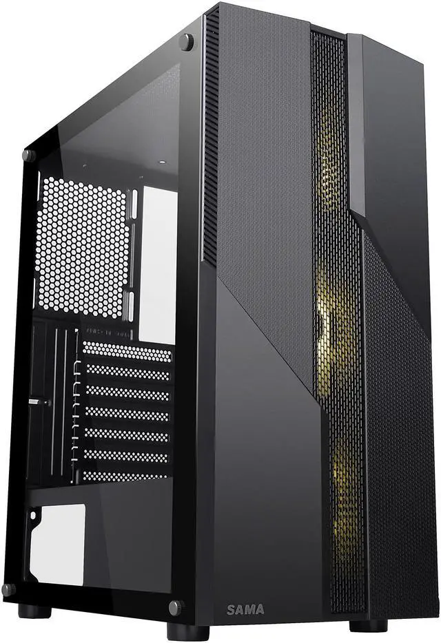 Alt view image 3 of 20 - SAMA SAMA-M2-ARGB Black Steel / Tempered Glass ATX Mid Tower Computer Case w/ 3 x 120mm ARGB Fans (Pre-Installed)