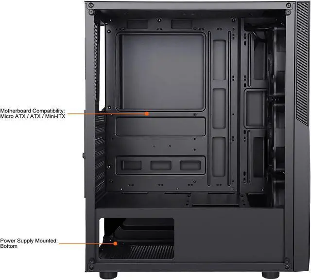 Alt view image 14 of 20 - SAMA SAMA-M2-ARGB Black Steel / Tempered Glass ATX Mid Tower Computer Case w/ 3 x 120mm ARGB Fans (Pre-Installed)