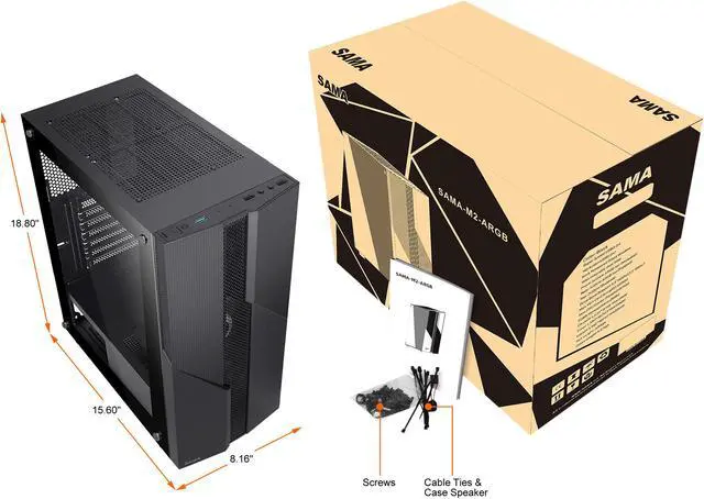Alt view image 20 of 20 - SAMA SAMA-M2-ARGB Black Steel / Tempered Glass ATX Mid Tower Computer Case w/ 3 x 120mm ARGB Fans (Pre-Installed)