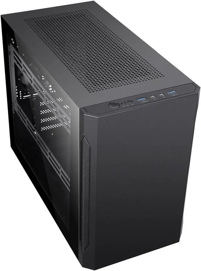 Alt view image 5 of 12 - SAMA IM02 Black Steel / Tempered Glass Micro ATX Tower Computer Case