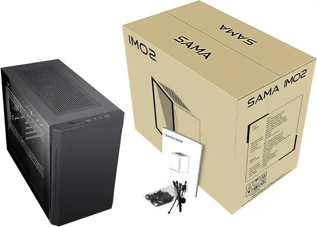 Alt view image 11 of 12 - SAMA IM02 Black Steel / Tempered Glass Micro ATX Tower Computer Case
