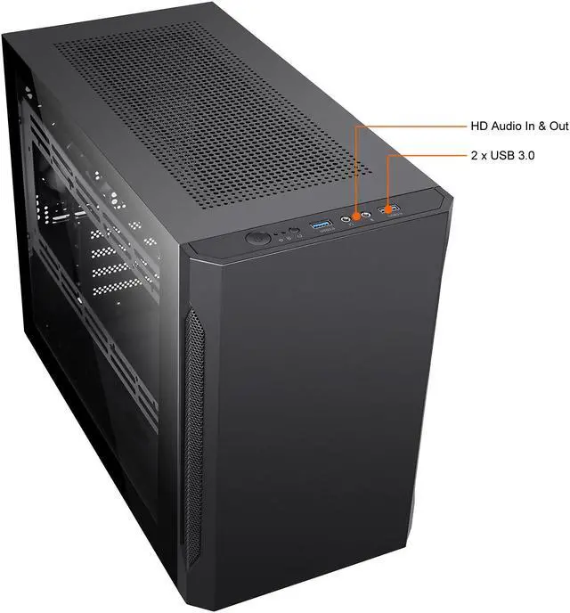 Alt view image 6 of 12 - SAMA IM02 Black Steel / Tempered Glass Micro ATX Tower Computer Case