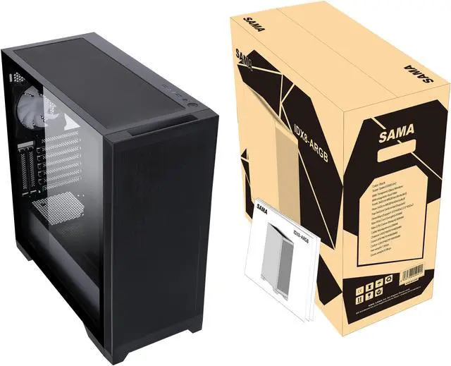 Alt view image 16 of 17 - Sama IDX8-ARGB-BK Black Dual USB3.0 Steel/ Tempered Glass ATX Mid Tower Gaming Computer Case w/ 4 x ARGB LED Fans (3 x120mm x Front l, 1 x120mm x Rear)Pre-Installed