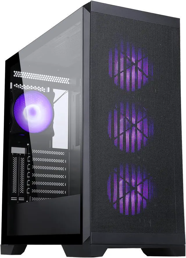 Alt view image 7 of 17 - Sama IDX8-ARGB-BK Black Dual USB3.0 Steel/ Tempered Glass ATX Mid Tower Gaming Computer Case w/ 4 x ARGB LED Fans (3 x120mm x Front l, 1 x120mm x Rear)Pre-Installed