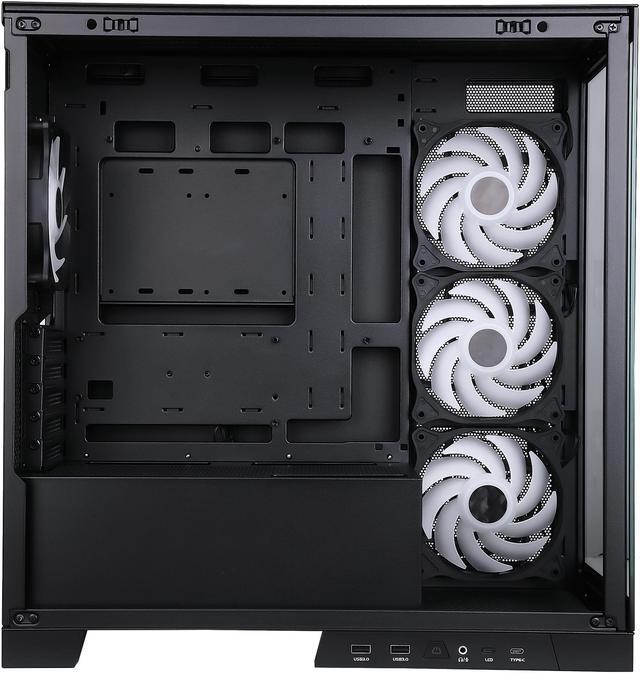 Alt view image 7 of 13 - Sama AR01-RGB-BK Black Dual USB3.0 and Type C, Dual Tempered Glass Micro -ATX Tower Gaming Computer Case w/ 4 x ARGB LED Fans (3 x120mm xSide, 1 x120mm x Rear)Pre-Installed