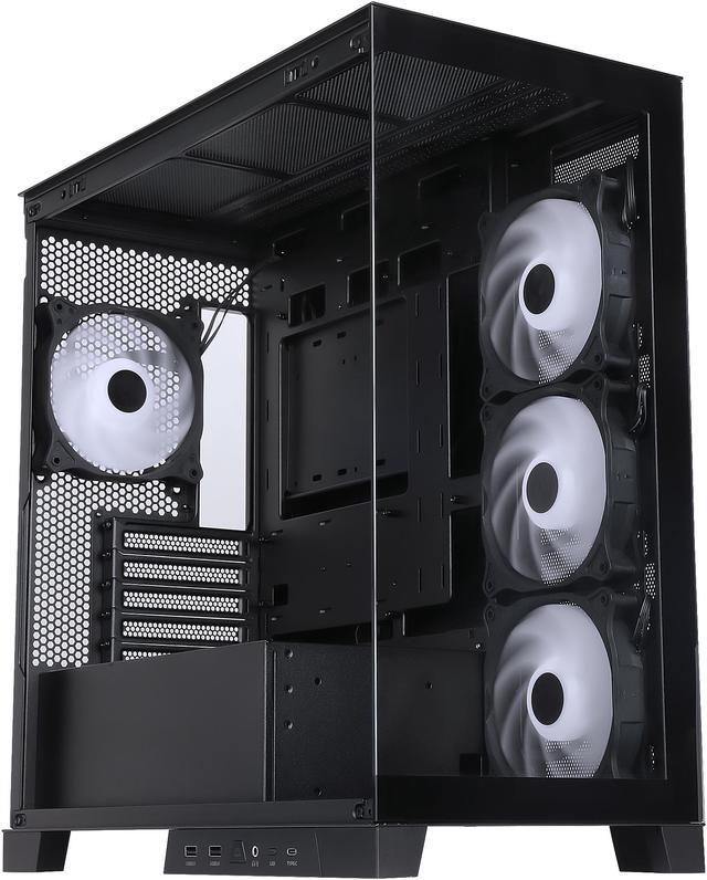 Alt view image 9 of 13 - Sama AR01-RGB-BK Black Dual USB3.0 and Type C, Dual Tempered Glass Micro -ATX Tower Gaming Computer Case w/ 4 x ARGB LED Fans (3 x120mm xSide, 1 x120mm x Rear)Pre-Installed