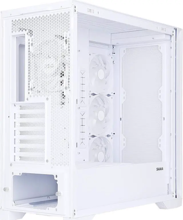 Alt view image 4 of 12 - Sama 4501-White Dual USB3.0 and Type C Tempered Glass ATX Full Tower Gaming Computer Case w/ 4 x 120mm ARGB Fans (3 x MB Side, 1 x Rear) Pre-Installed