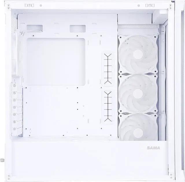 Alt view image 5 of 12 - Sama 4501-White Dual USB3.0 and Type C Tempered Glass ATX Full Tower Gaming Computer Case w/ 4 x 120mm ARGB Fans (3 x MB Side, 1 x Rear) Pre-Installed