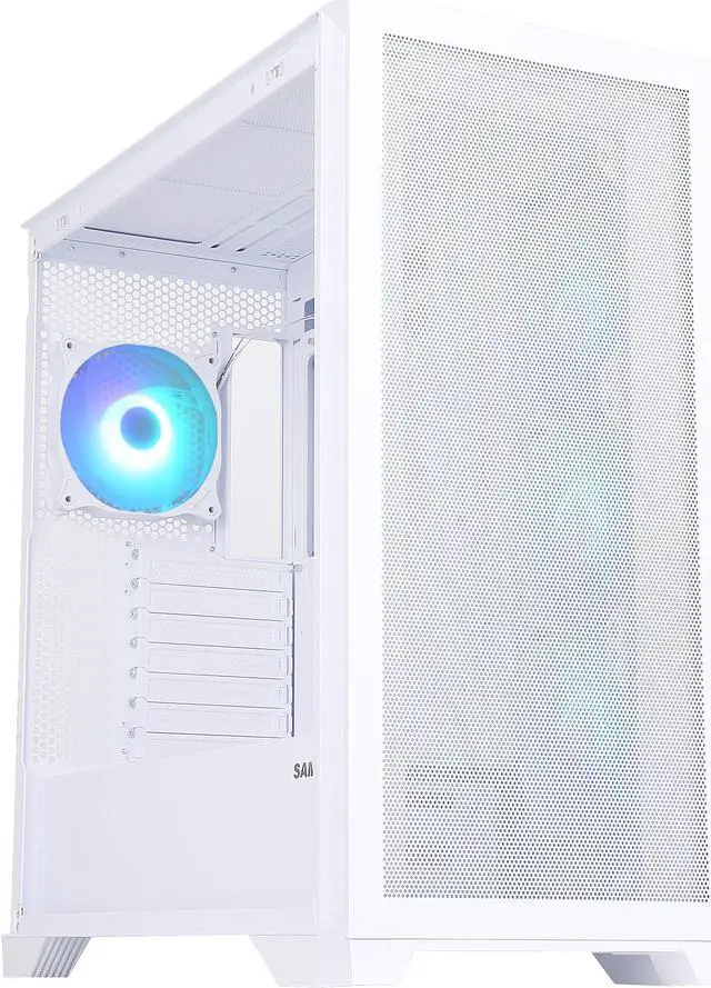 Alt view image 2 of 12 - Sama 4501-White Dual USB3.0 and Type C Tempered Glass ATX Full Tower Gaming Computer Case w/ 4 x 120mm ARGB Fans (3 x MB Side, 1 x Rear) Pre-Installed