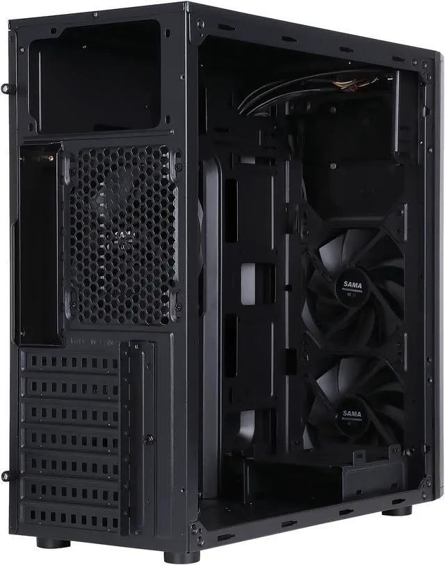 Alt view image 10 of 10 - Sama Jazovo-BK Black USB3.0 Steel ATX Mid Tower Computer Case, 3 x120mm Black Fan (2 x front, 1x Rear Pre-Installed)