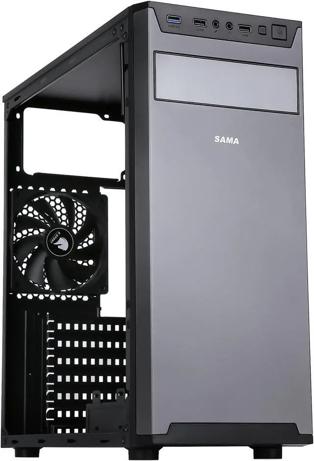 Alt view image 3 of 10 - Sama Jazovo-BK Black USB3.0 Steel ATX Mid Tower Computer Case, 3 x120mm Black Fan (2 x front, 1x Rear Pre-Installed)