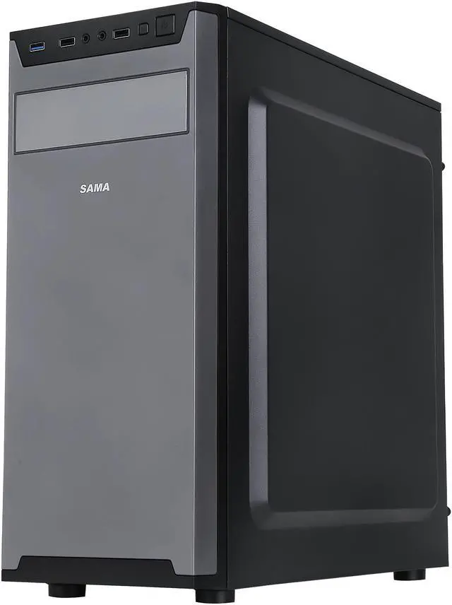Alt view image 2 of 10 - Sama Jazovo-BK Black USB3.0 Steel ATX Mid Tower Computer Case, 3 x120mm Black Fan (2 x front, 1x Rear Pre-Installed)