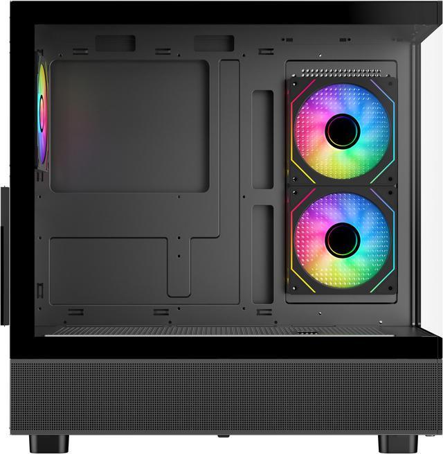 Alt view image 5 of 10 - Sama Neview 4361 Black Dual USB3.0 and Type C Tempered Glass ATX Mid Tower Gaming Computer Case w/ 3 x 120mm ARGB Fans (2 x MB Side, 1 x Rear) Pre-Installed