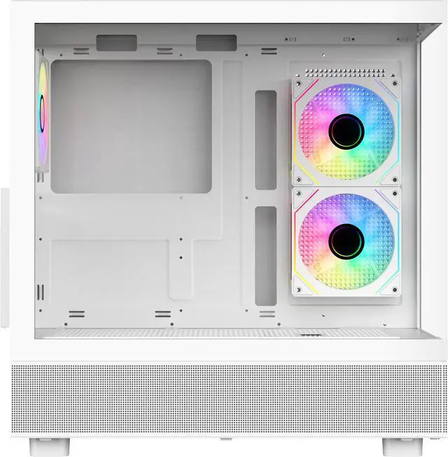 Alt view image 5 of 10 - Sama Neview 4361 White Dual USB3.0 and Type C Tempered Glass ATX Mid Tower Gaming Computer Case w/ 3 x 120mm ARGB Fans (2 x MB Side, 1 x Rear) Pre-Installed