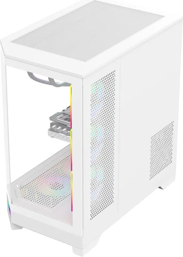 Alt view image 6 of 10 - Sama 3021-White Dual USB3.0 and Type C Tempered Glass ATX Full Tower Gaming Computer Case w/ 4 x 120mm ARGB Fans (3 x MB Side, 1 x Rear) Pre-Installed