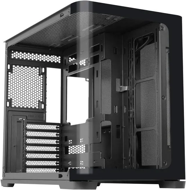 Main image of SAMA Mid-Tower PC Case, Curved Tempered Glass, USB Type-C, ATX/MATX/ITX Back-Connect Support, 360mm Liquid Cooler Compatible - V60E Black Computer Case