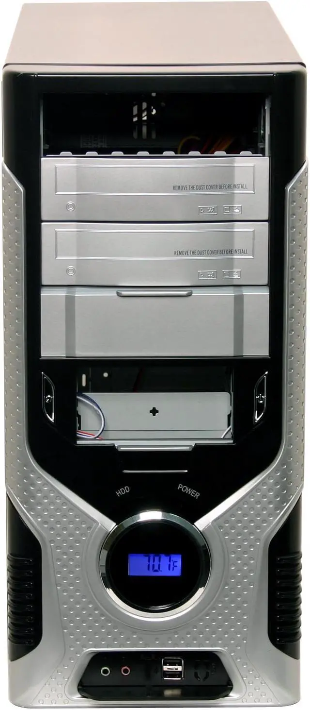 Alt view image 2 of 13 - JUST PC JPC808ATXBLK Silver/DarkGray Steel ATX Mid Tower Computer Case 450W Power Supply