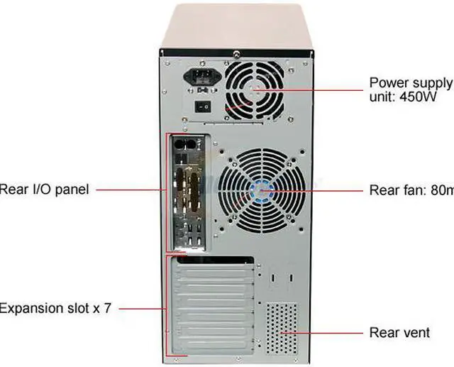 Alt view image 6 of 13 - JUST PC JPC808ATXBLK Silver/DarkGray Steel ATX Mid Tower Computer Case 450W Power Supply