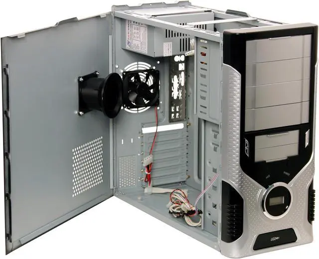Alt view image 7 of 13 - JUST PC JPC808ATXBLK Silver/DarkGray Steel ATX Mid Tower Computer Case 450W Power Supply