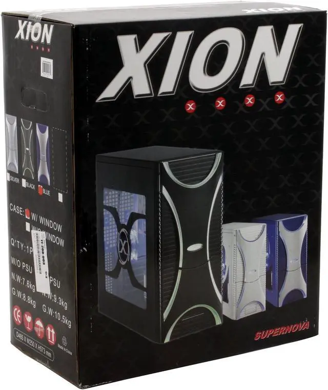 Alt view image 11 of 13 - XION Ultimate Engineering XON-004 Blue/Silver Steel ATX Mid Tower Computer Case 450W Power Supply