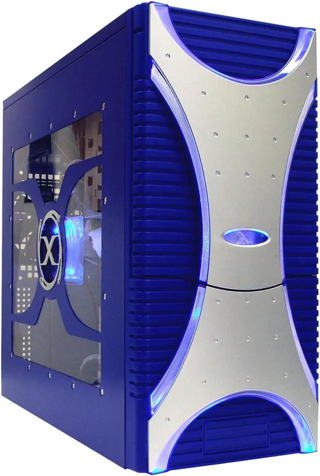 Main image of XION Ultimate Engineering XON-004 Blue/Silver Steel ATX Mid Tower Computer Case 450W Power Supply
