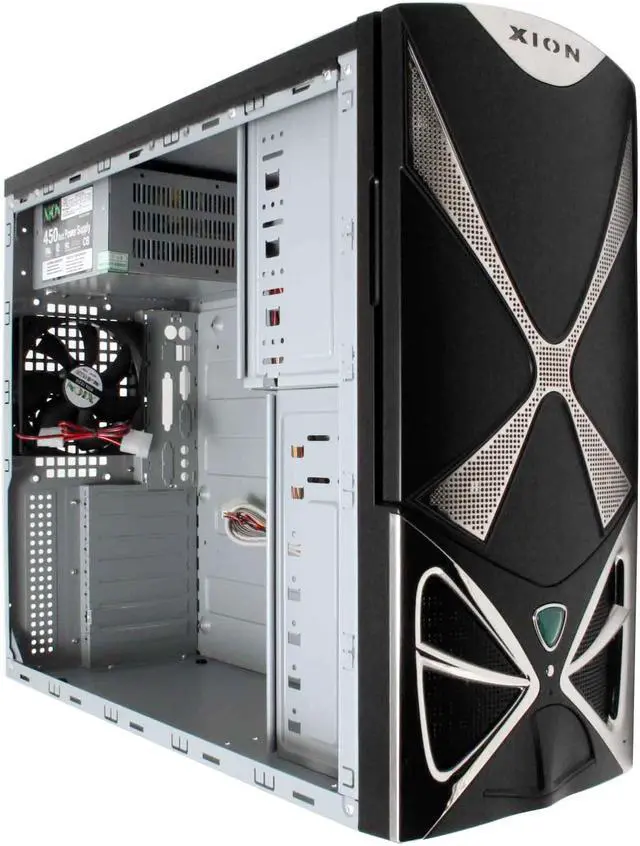 Alt view image 11 of 15 - XION II XON-101 Black Steel ATX Mid Tower Computer Case 450W Power Supply