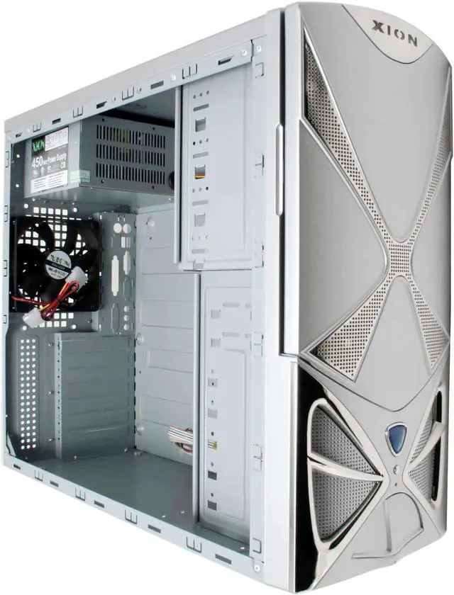 Alt view image 11 of 15 - XION II XON-102 Silver Steel ATX Mid Tower Computer Case 450W Power Supply