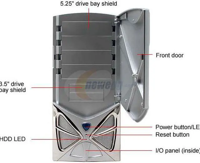 Alt view image 4 of 15 - XION II XON-102 Silver Steel ATX Mid Tower Computer Case 450W Power Supply