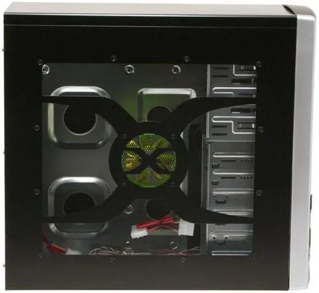 Alt view image 7 of 16 - XION Solaris XON-403 Black with Green LED Light Steel ATX Mid Tower Computer Case