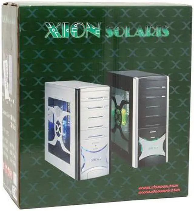 Alt view image 15 of 16 - XION Solaris XON-403 Black with Green LED Light Steel ATX Mid Tower Computer Case
