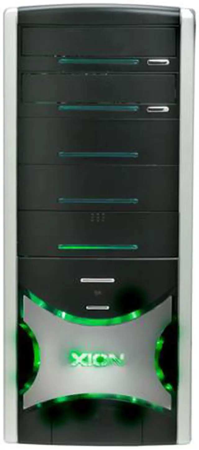 Alt view image 4 of 16 - XION Solaris XON-403 Black with Green LED Light Steel ATX Mid Tower Computer Case