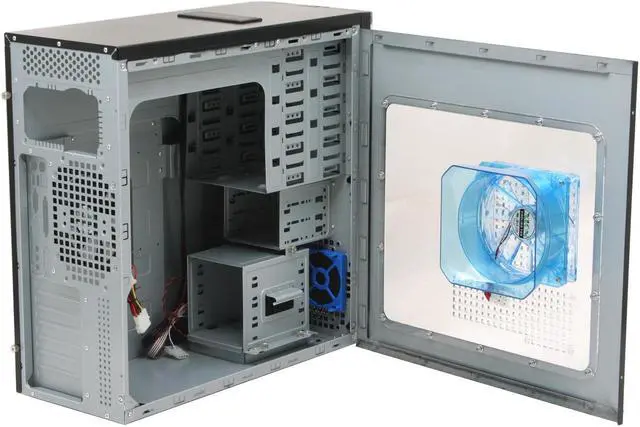 Alt view image 10 of 14 - XION Hydraulic XON-566TB Black with Blue LED Light Steel ATX Mid Tower Computer Case