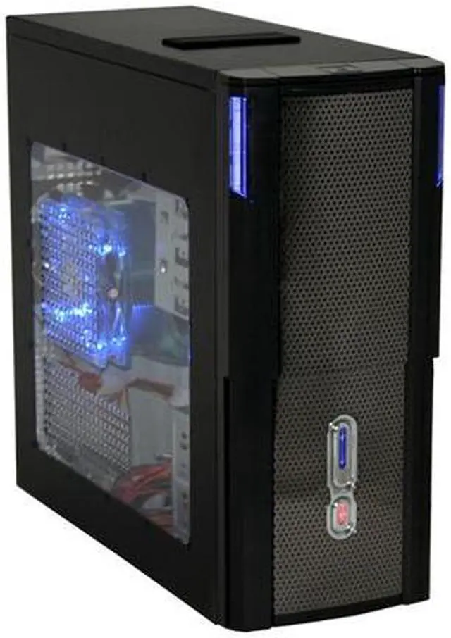 Alt view image 2 of 14 - XION Hydraulic XON-566TB Black with Blue LED Light Steel ATX Mid Tower Computer Case