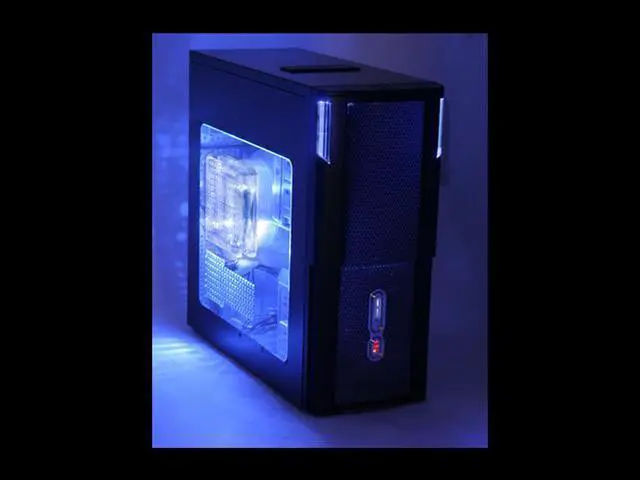 Alt view image 14 of 14 - XION Hydraulic XON-566TB Black with Blue LED Light Steel ATX Mid Tower Computer Case