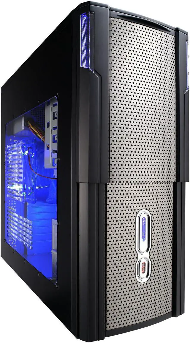 Main image of XION Hydraulic XON-566TB Black with Blue LED Light Steel ATX Mid Tower Computer Case