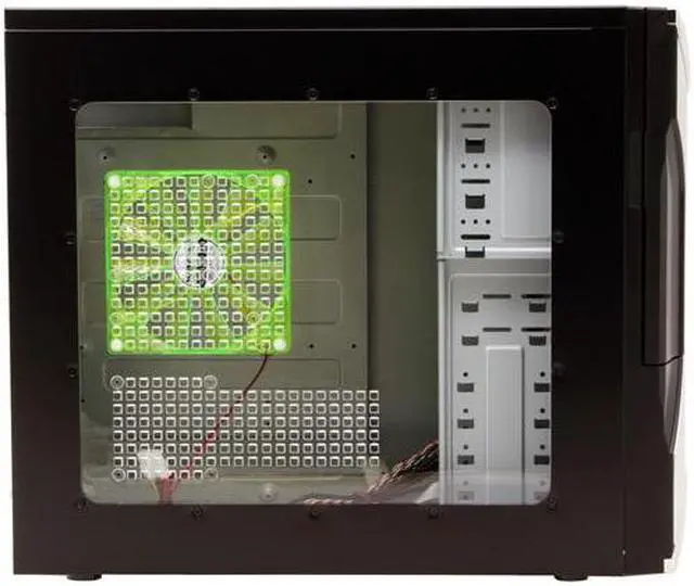 Alt view image 6 of 13 - XION Onyx XON-301 Black Steel ATX Mid Tower Computer Case with Stylish LED Power switch and unique 140mm Green LED Fan